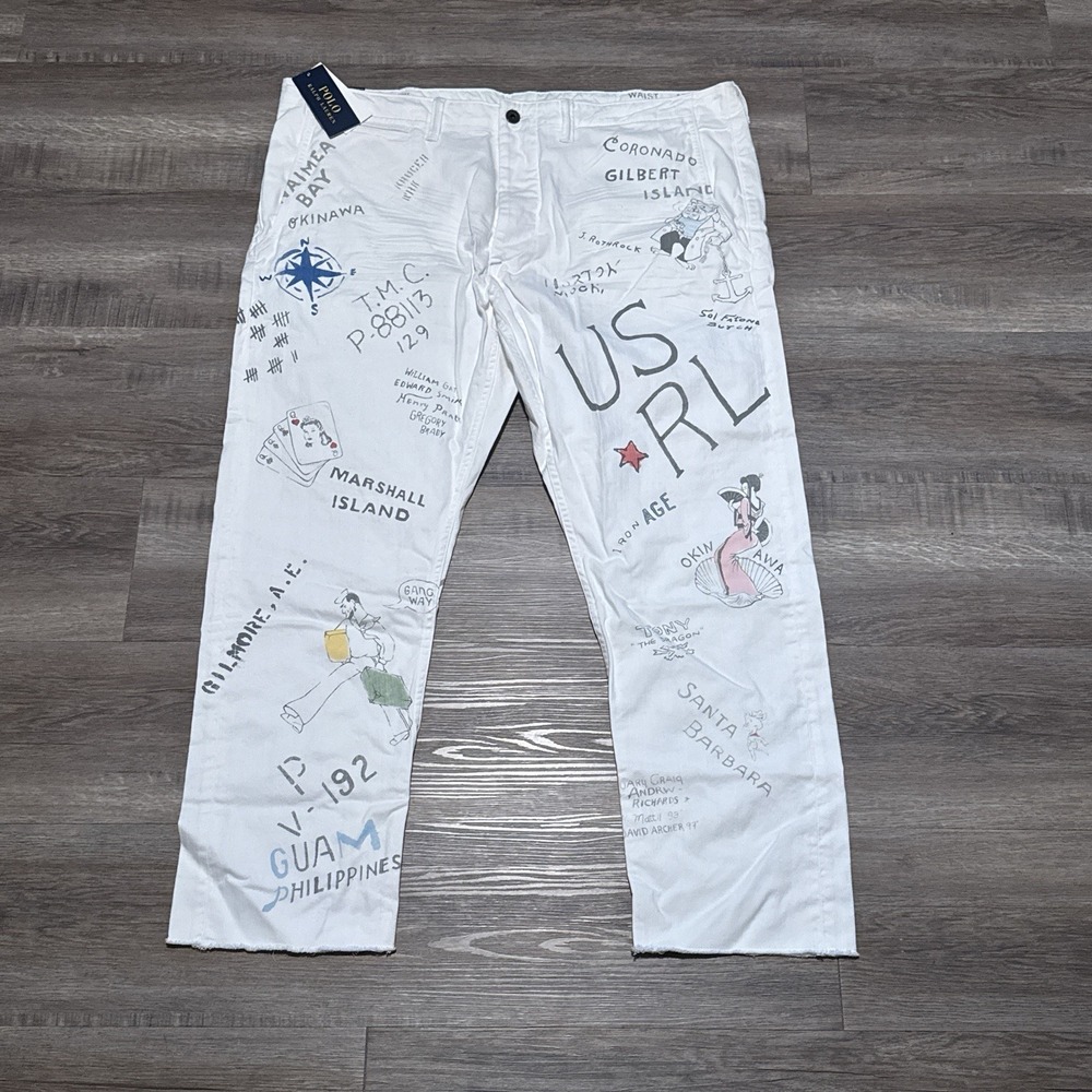 Polo Ralph Lauren Men's Size 40x32 Graphic Newport Cut Off Pants Limited Edition